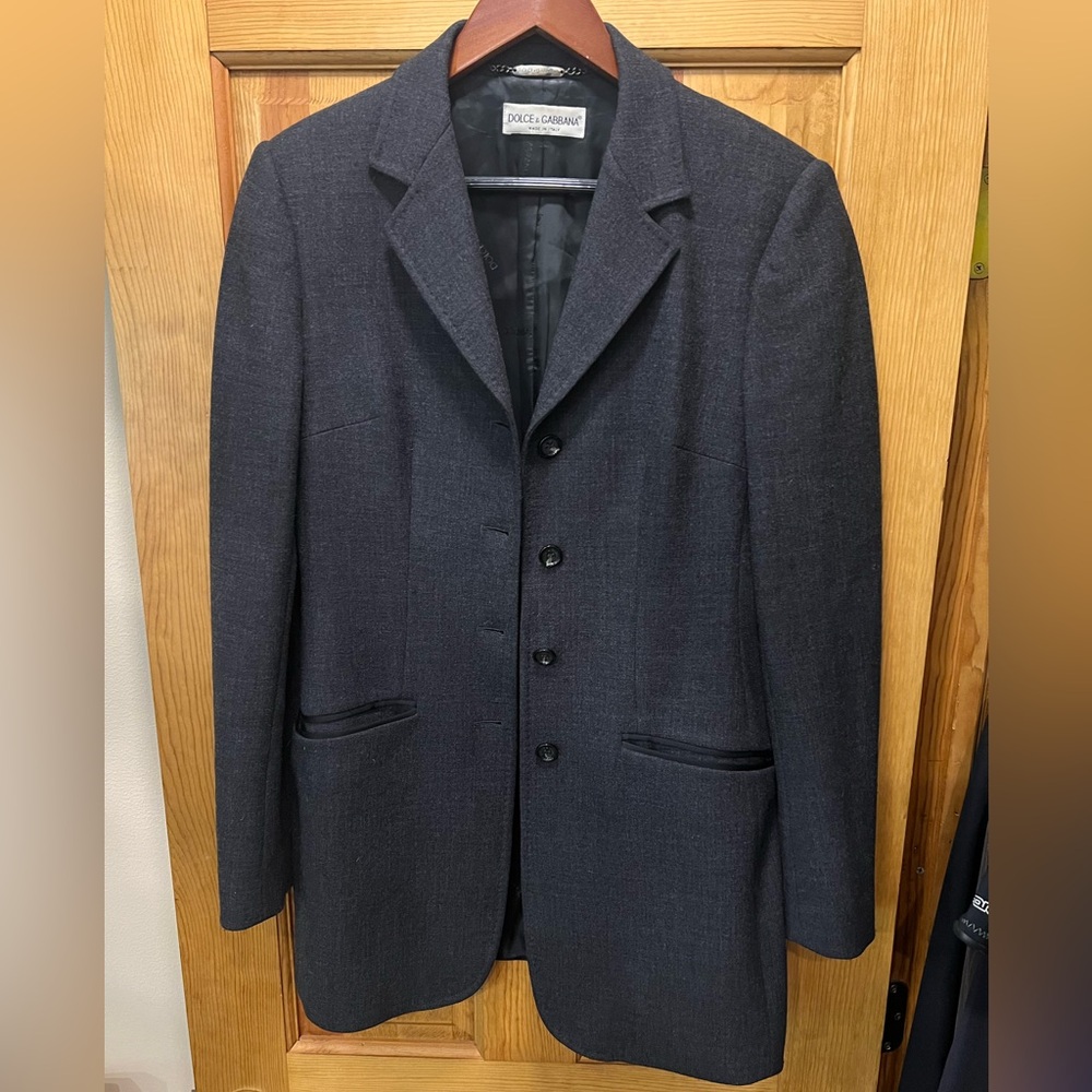 Dolce Gabbana Charcoal Virgin Wool Blazer Jacket IT 44 US 10 Y2K Archive